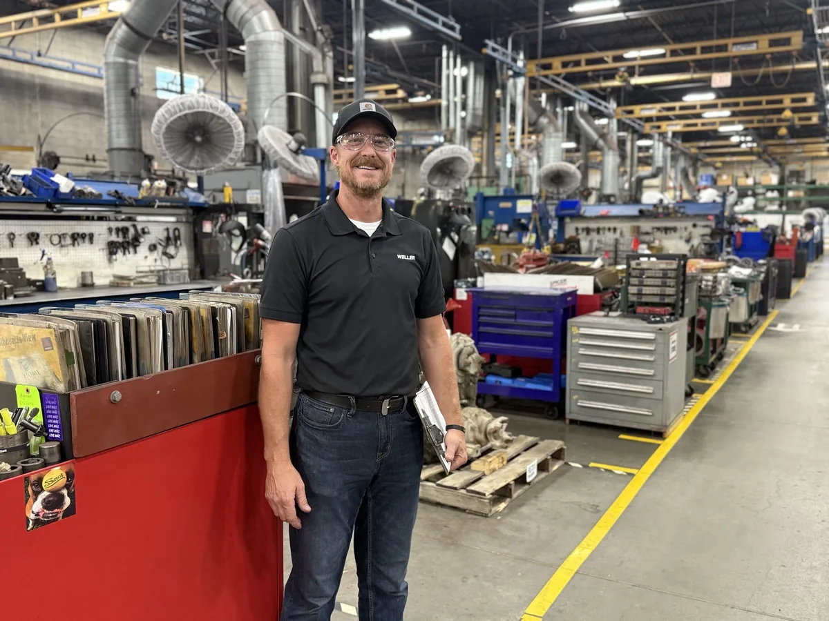Ronnie Kleinjans, an employee owner, on the shop floor at Weller