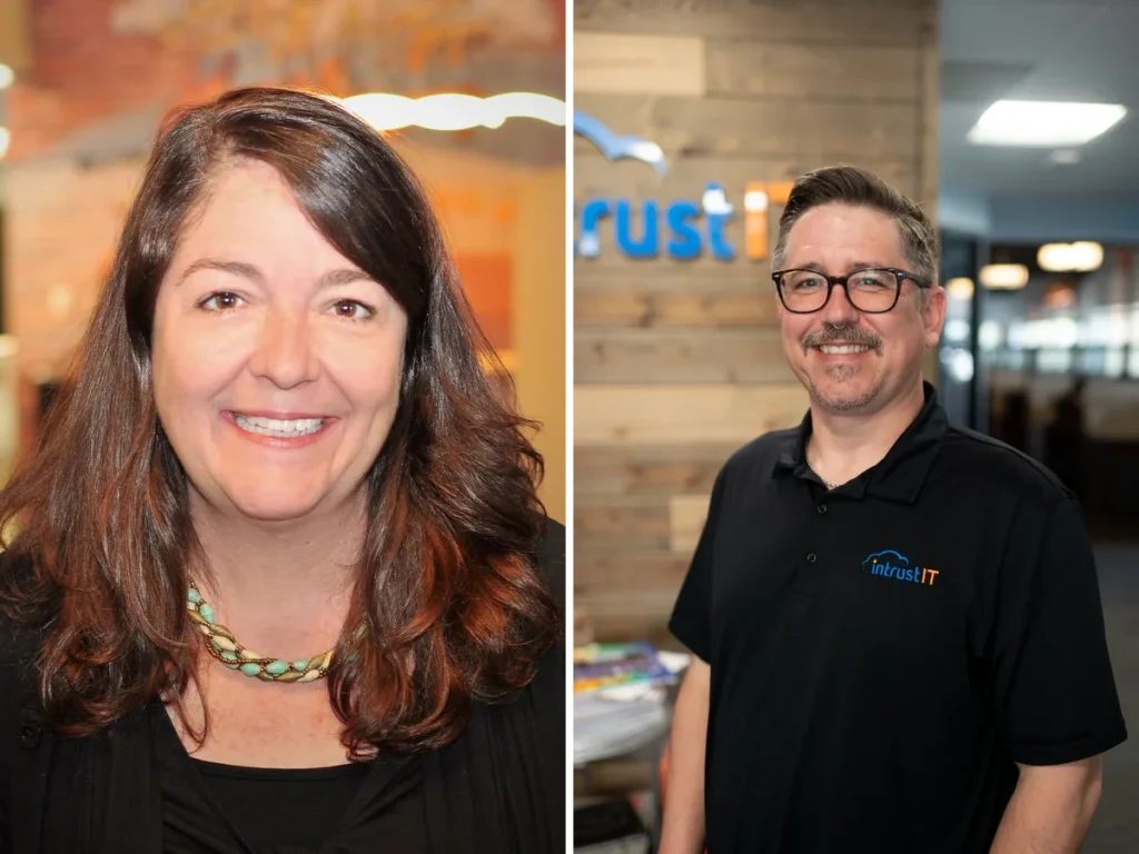 Rebecca Moix and Patrick Brewer, employee owner at Intrust IT